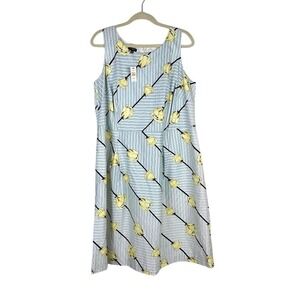 NEW Talbots 1X Size 14W Floral Striped Cotton A Line Tank Sundress Casual Office